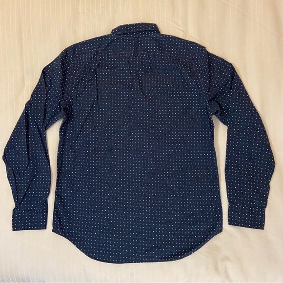 Banana Republic Mens M Supima Cotton Camden Fit Navy White Polka-dot Button Down - Picture 8 of 9